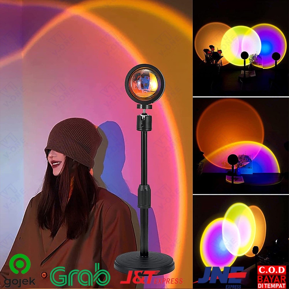 SUNSET LAMP / LAMPU SUNSET LED / LAMPU EFEK MATAHARI / LED SUNSET LAMP TIK-TOK