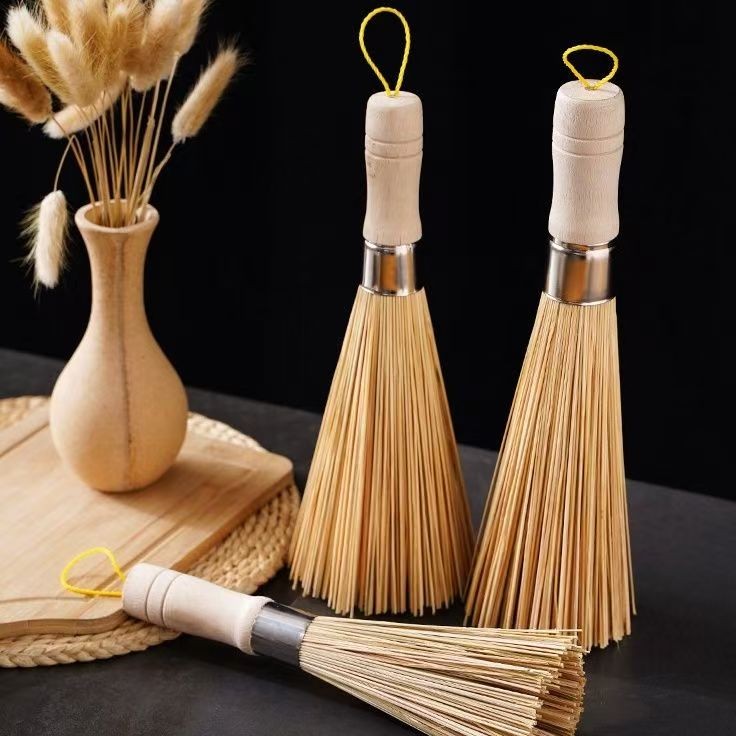 Sikat Pot Bambu, Sikat Bambu Gagang Panjang Alami, Sikat Pot, Tidak Merusak Pot Dan Piring, Artefak