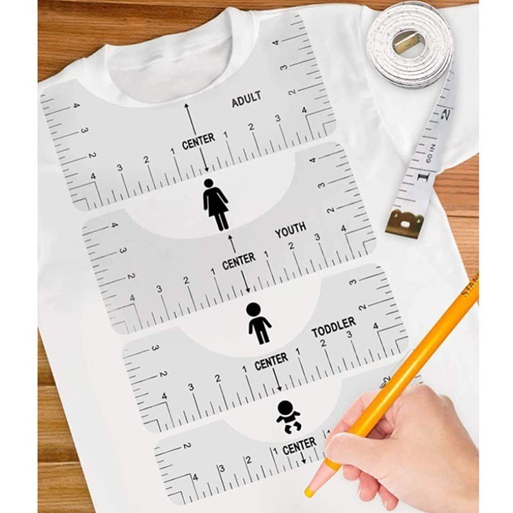 

5Buah Penggaris kaos sablon T-Shirt Ruler Transparent / Penggaris Ziegel Penggaris Kaos/ Sablon V Neck T-Shirt Alignment Tool
