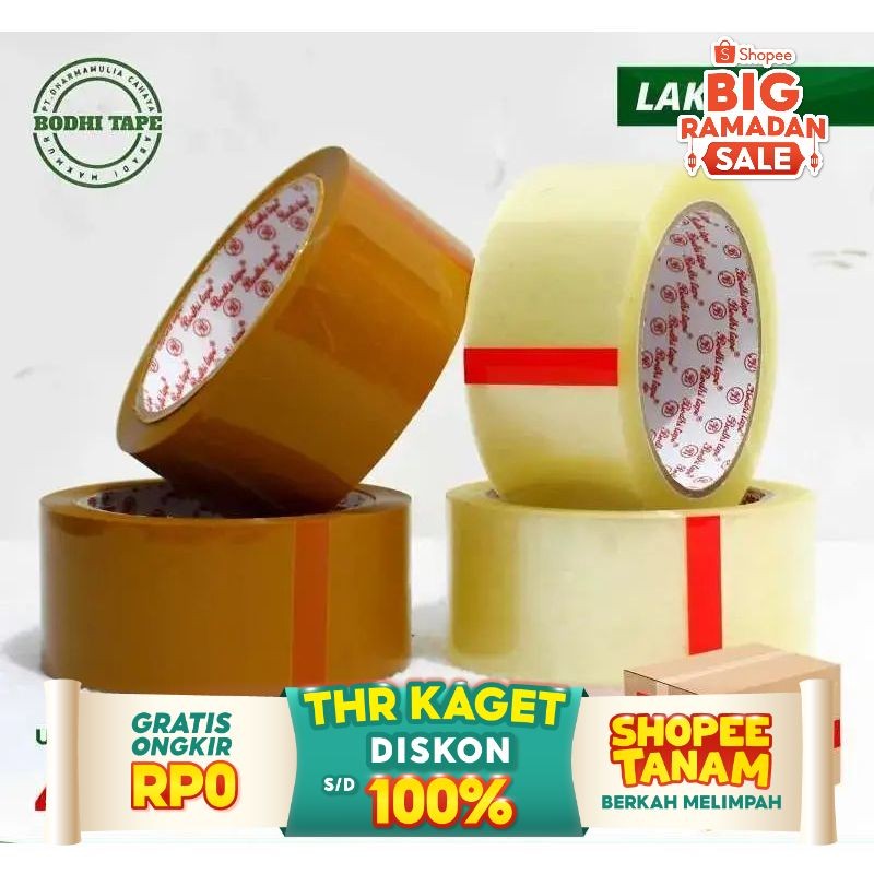 

aiGooTan - LAKBAN 45 MM x 90 YARD - Isolasi 2 Inch Bening Coklat Cokelat Selotip Tape Packing Besar Putih Inchi Transparan Selasiban Inci Kualitas Daimaru Murah Medan