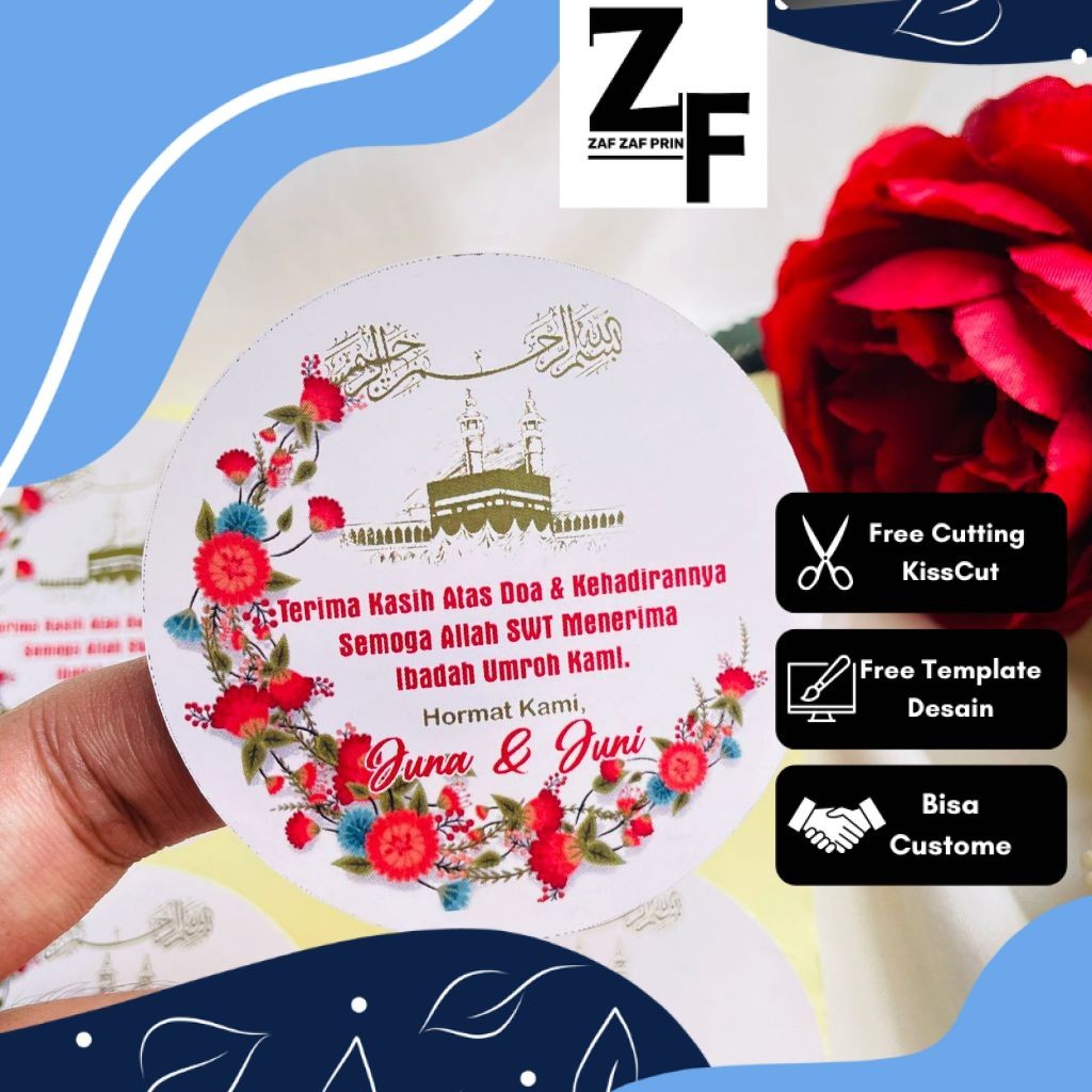 

ZAF 9-15 Print Cetak Sticker Hampers Snack Oleh Oleh Naik Haji Label Tasyakuran Umroh Bulat