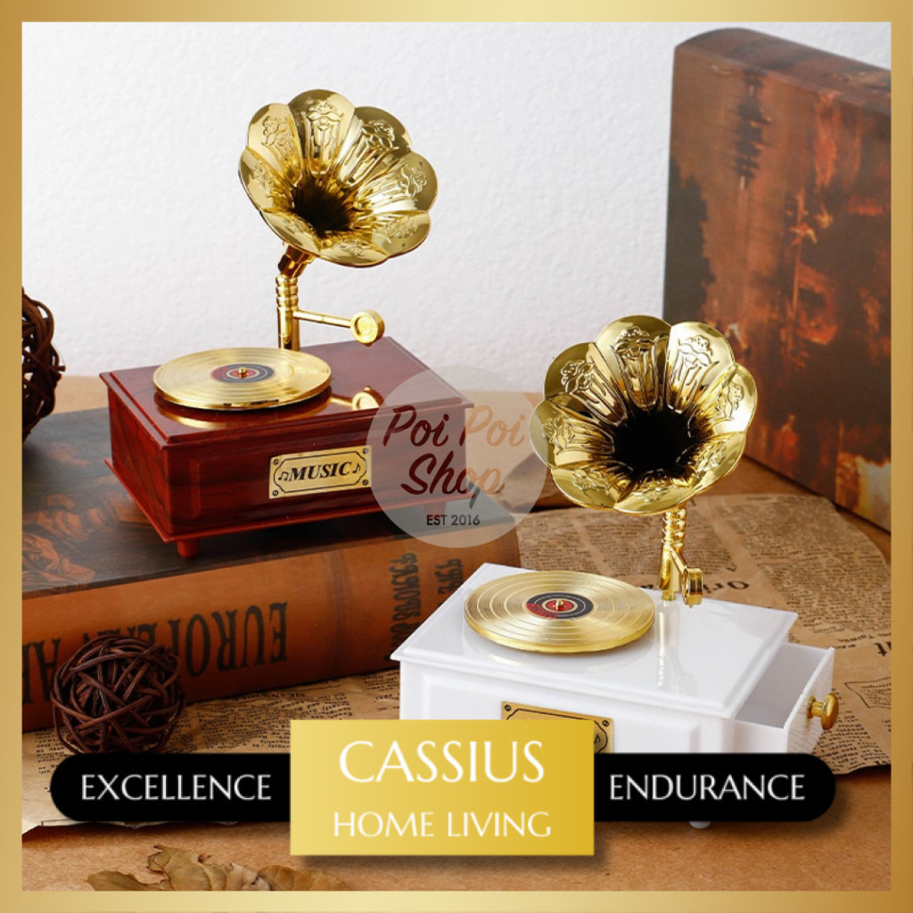 Kotak Musik Love Phonograph Flat Premium Gramophone Laci Retro Kado Unik Antik Nostalgia Music Box U