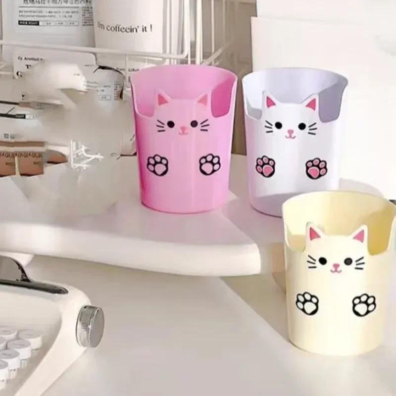 

1 Piece Cute Cartoon Pencil Organizer for Kids Lovely Anime Cat Makeup Brush Holder Kawaii Kitten Stationery Holder Student