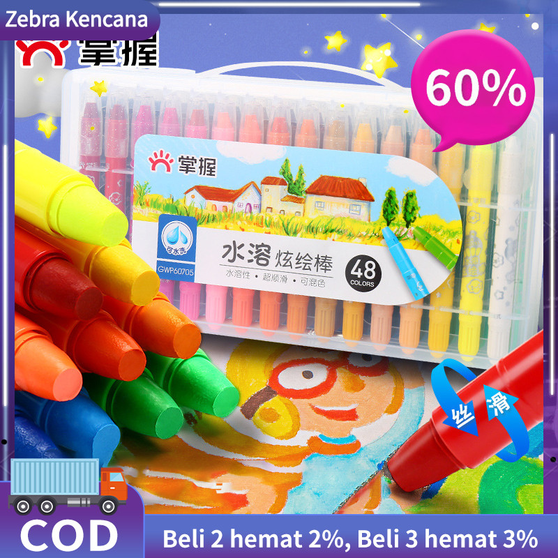 

Grasp Sedang Crayon Original 12/24/36/48 Warna Water Soluable Crayon Krayon Mewarnai