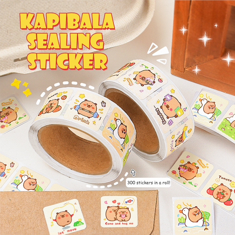 

COD✨Stiker Segel Kapibara Lucu Stiker Label Kartun Stiker Gulung Dekoratif-Yinmer
