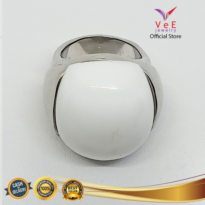 Cincin Titanium Batu Giok Oval Jumbo - VeE Cincin Wanita Pria