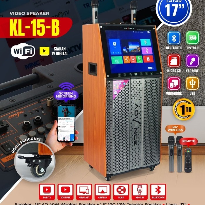 ADVANCE KL-15 Speaker Karaoke LCD 17 inc Free 2 mic wireles