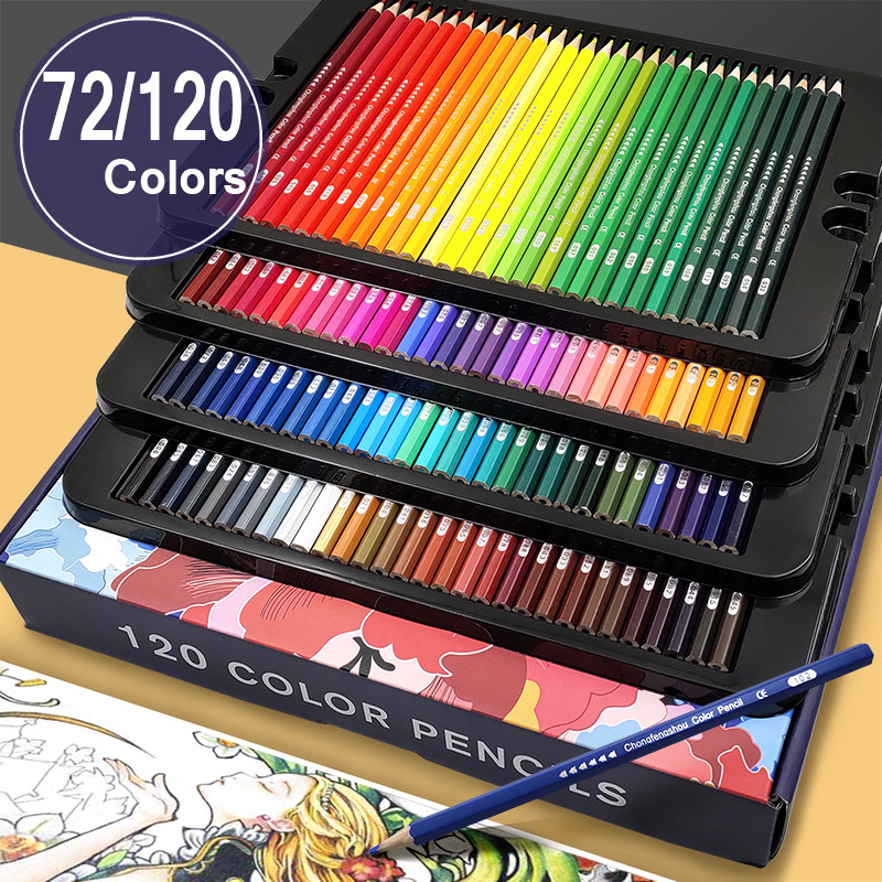 

CHONG FENG SHOU 72/120 Colors Professional Wooden Colored Pencils Set 72 Oily Drawing Sketch Pencils for School Art Supplies