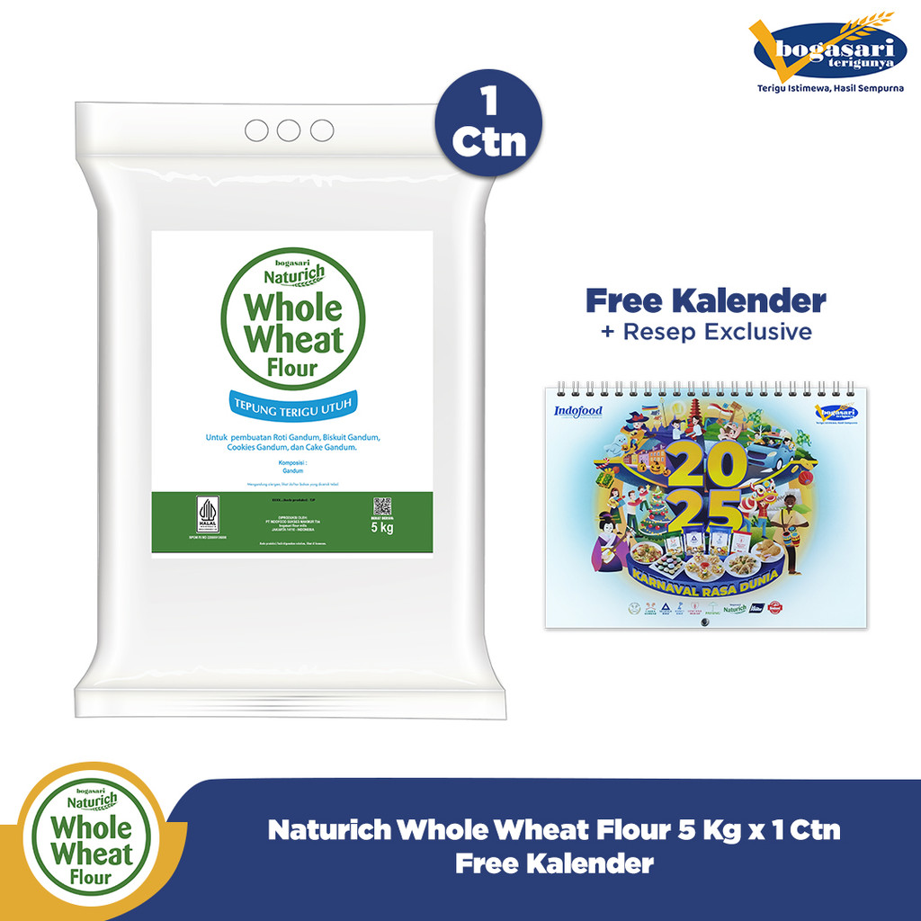 

4 PCS - Naturich Whole Wheat Flour 5 Kg + Kalender Dinding 2025