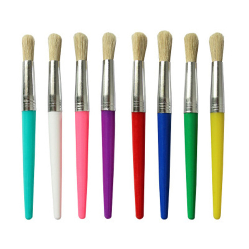 

4 Pcs/set Hard Bristle Paintbrush Children's Colored Plastic Holder Painting Brush for Oil Acrylic Graffiti DIY Art Supplies