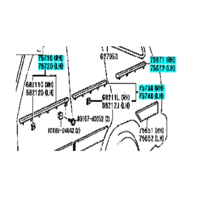 PELIPIT KACA PINTU LANDCRUISER VX80 VX 80 SET 6 POTONG ORI berkualitas