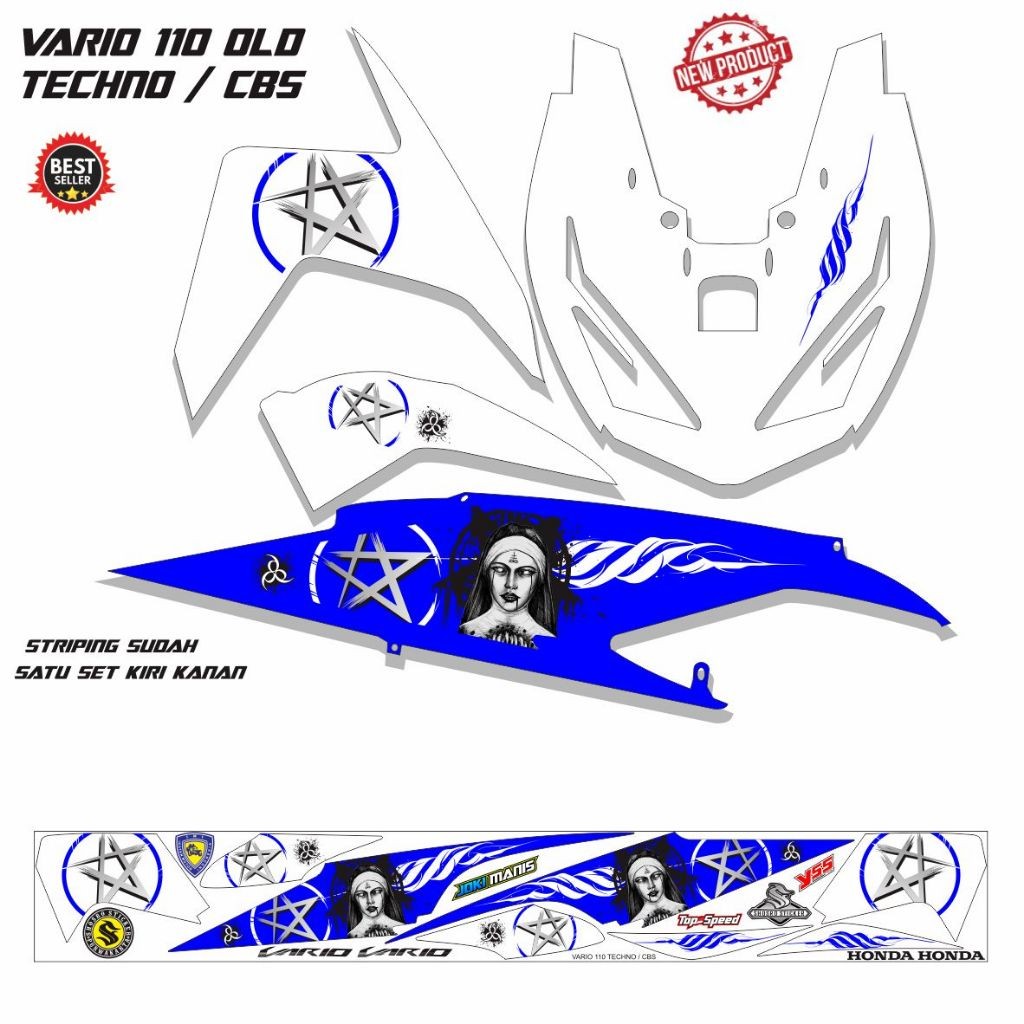 STIKER STICKER MOTOR VARIO TECHNO OLD 110 /STIKER STRIPING VARIO 110cc LAMA CARBU LIS VARIASI STICKE
