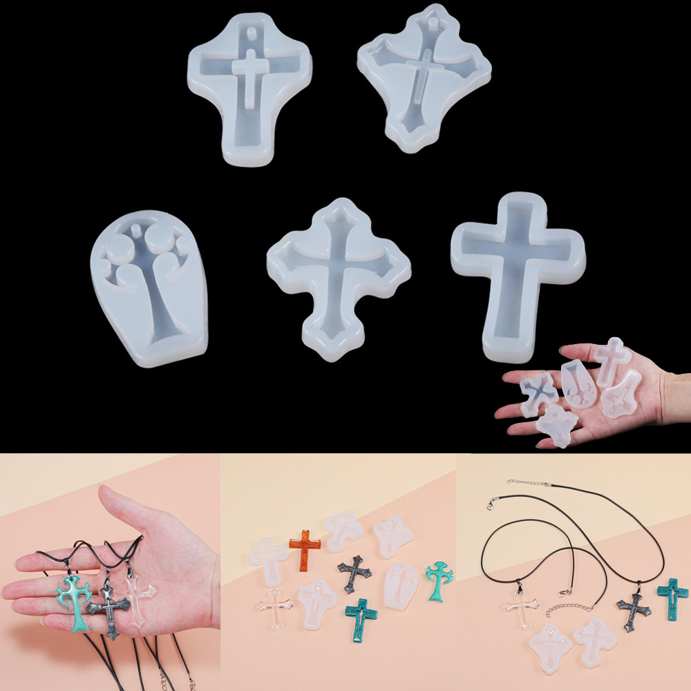 

Cross Resin Mould Silicone Crystal Epoxy Casting Mold Necklace Jewelry Pendant Making For DIY Halloween Xmas Handmade Gift Craft