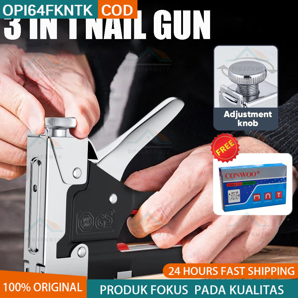 

3 In 1 Nail Gun/Gratis 600 Paku / 3 In 1 Stapler Gun Staples Tembak Gun Tacker Powerfull Pistol Stapler Gratis 600 Staples
