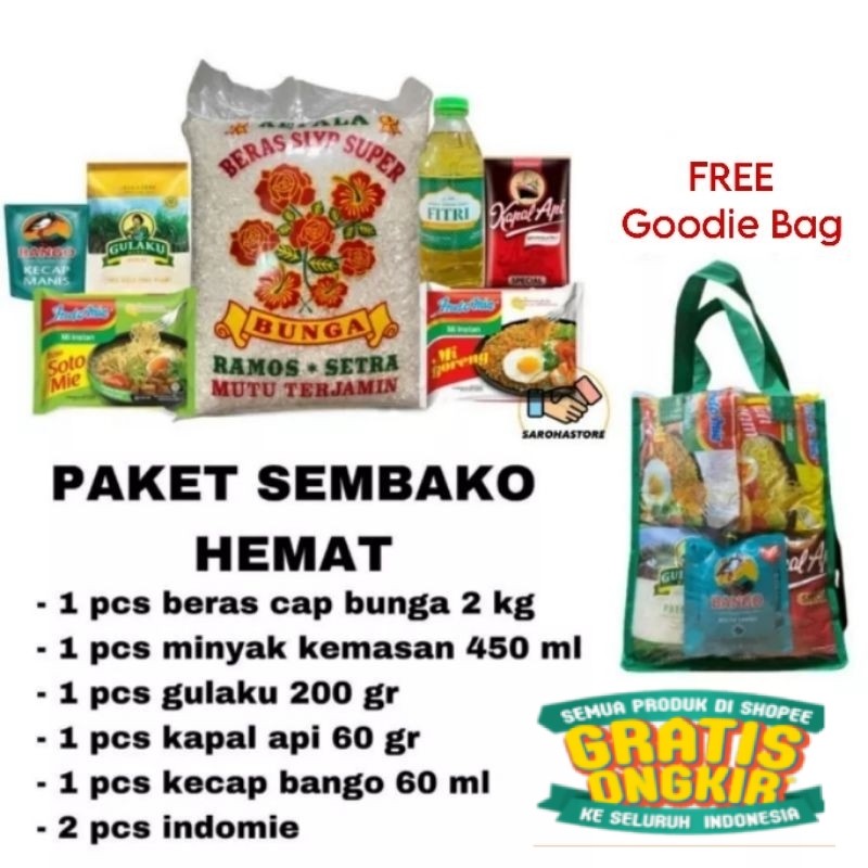

Paket Sembako Murah / Hampers Pengajian / Santunan / Syukuran FREE GOODIE BAG/ keluarga oleh oleh