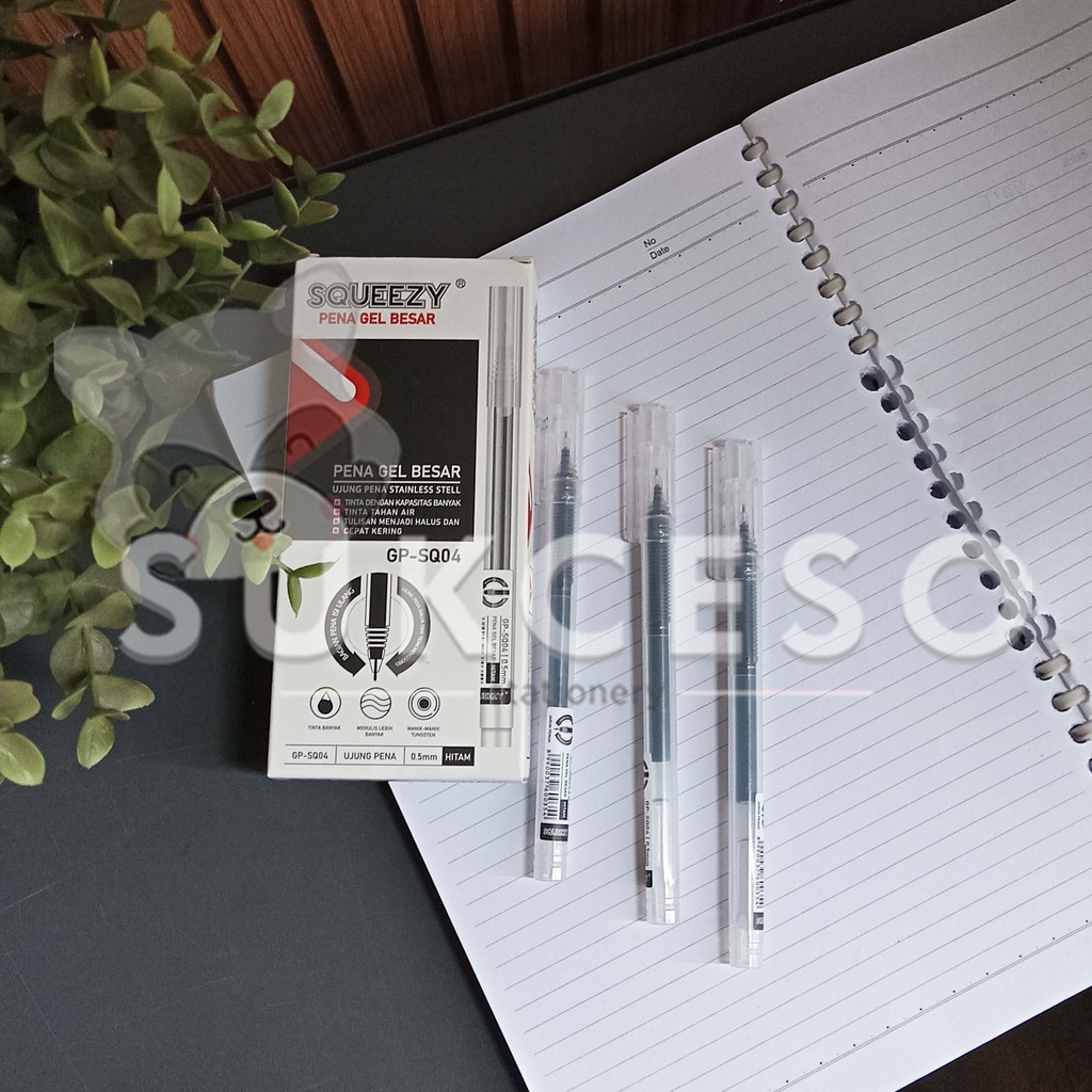 

SQUEEZY Gel Pen SQ04 Isi Gel Besar 0.5mm Black DIJUAL LUSINAN Murah
