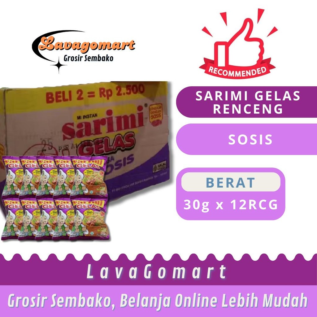 

SARIMI GELAS SOSIS 30g - 1 DUS - LAVAGOMART - BANDUNG