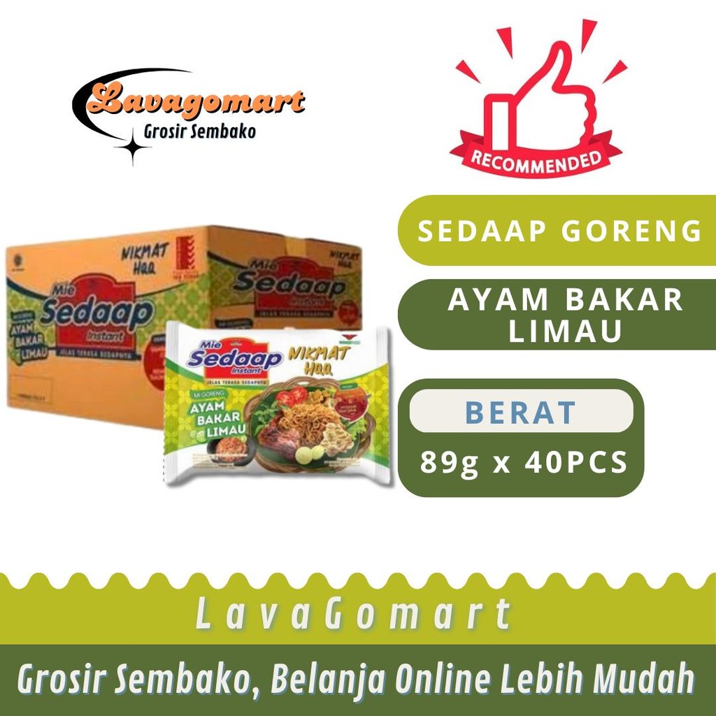 

SEDAAP MIE GORENG AYAM BAKAR LIMAU 89g - 1 DUS - LAVAGOMART - BANDUNG