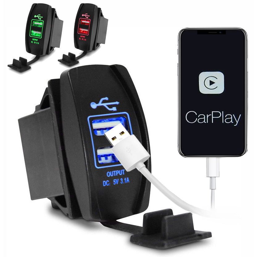 Quick Fast Charge 3.1A Dual Port USB Phone Charger on Car Motorcycle Truck Boat Charger Adapter for 