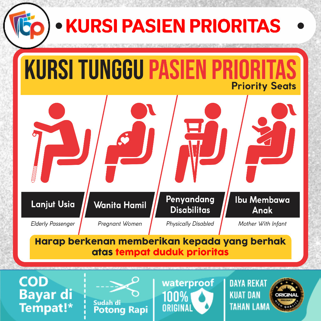 

Stiker Kursi Tunggu Pasien Prioritas Glossy + Cut