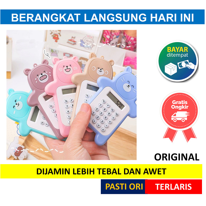 

KALBER Kalkulator Bear Beruang Mini Lucu Gantungan Tombol Karet 8 Digit Model Calculator Portable Portabel Travel Kantong Pocket