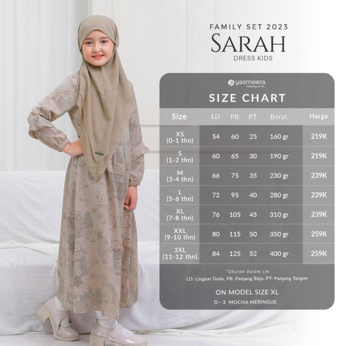 Dress Sarah Gamis Ibu Anak Family Set Sarimbit El Rasheed Yasmeera - Mocha Kids, S