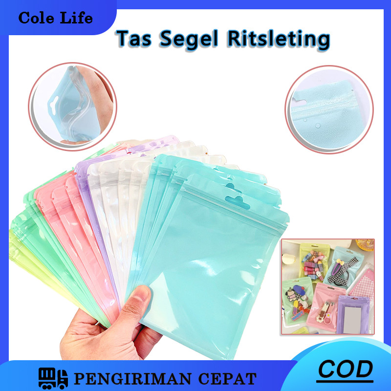 

Plastik OPP Souvenir Aksesoris Klip Zipper Ziplock Bening Warna Tebal Pink Ungu Hijau