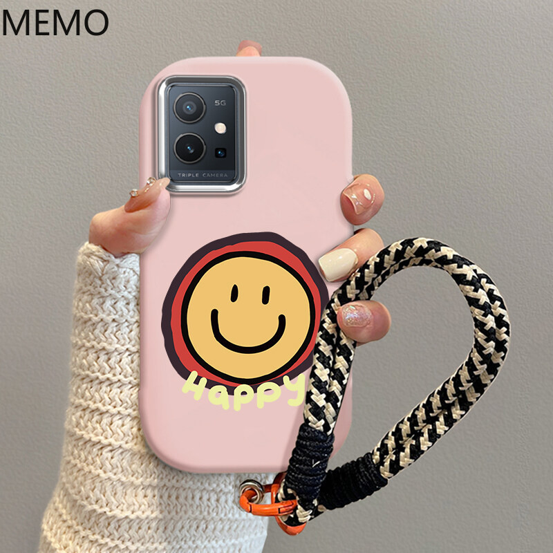 case Vivo T1 5G terbaru 2025 Kartun happy smile cangkang anti -jatuh lembut