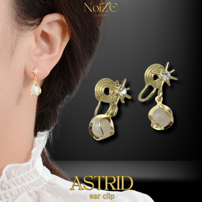 NoiZE ASTRID – Anting Jepit Wanita Klip Tanpa Tindik Ear Clip Gold S925 Zircon Bintang
