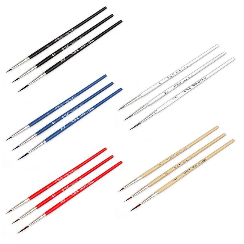 

3Pcs/Set 0 00 000 Hook Line Pen Professional Fine Tip Drawing Brushes For Acrylic Watercolor Oil Painting