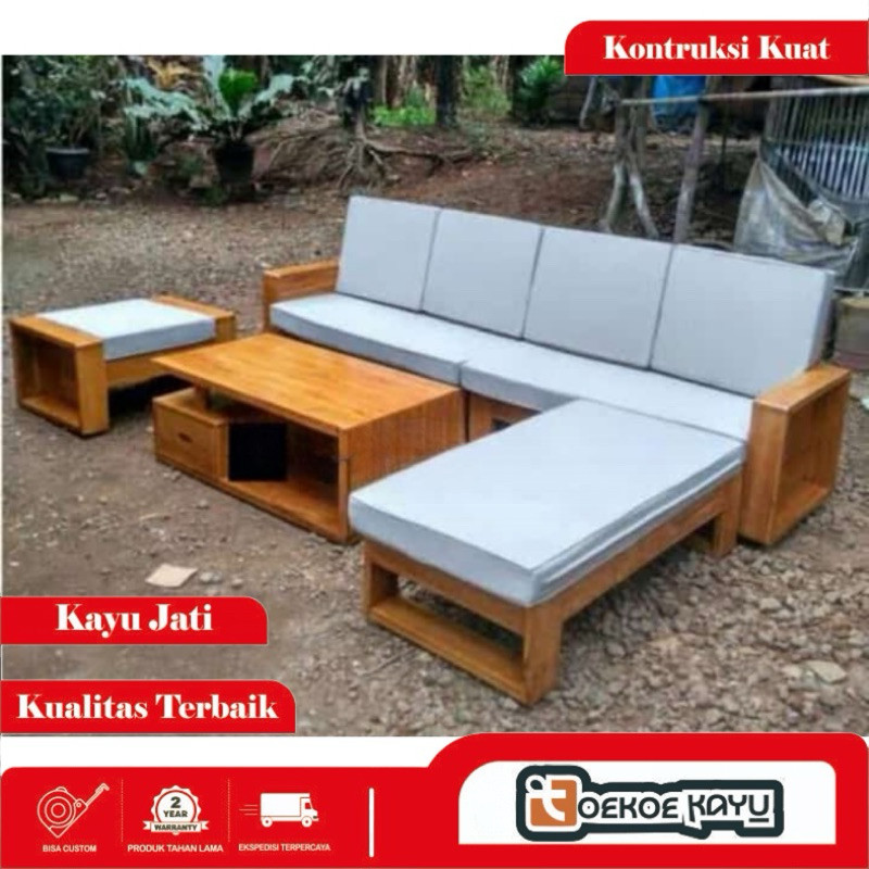 Kursi Tamu Sofa Minimalis Kursi Tamu Sofa Kayu Jati - Kursi Sofa Sudut - Kursi Sudut Jati