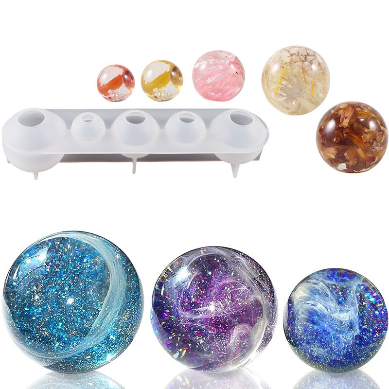 

20 25 30 35 40mm 5-Cavity Sphere Molds for Resin Round Ball Resin Mold Silicone Orbs Mold for Jewellery Making