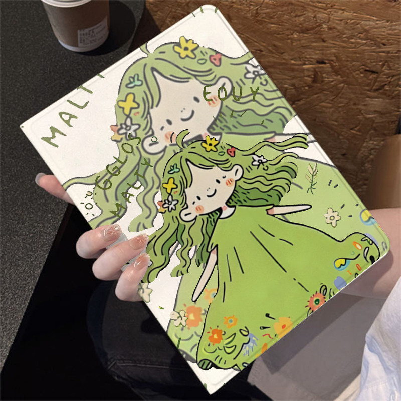 Gadis anime hijau Case tablet Xiaomi 5 11 inch 6 11 inch Redmi Pad SE 11 inch iPad Mini 4 Mini 5 7,9