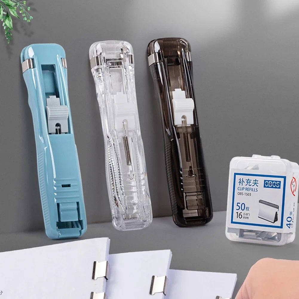 

Mini Traceless Reusable Hand Clamp Push Stapler Paper Book File Office School Student Binder Binding Tools Supplies Accessories