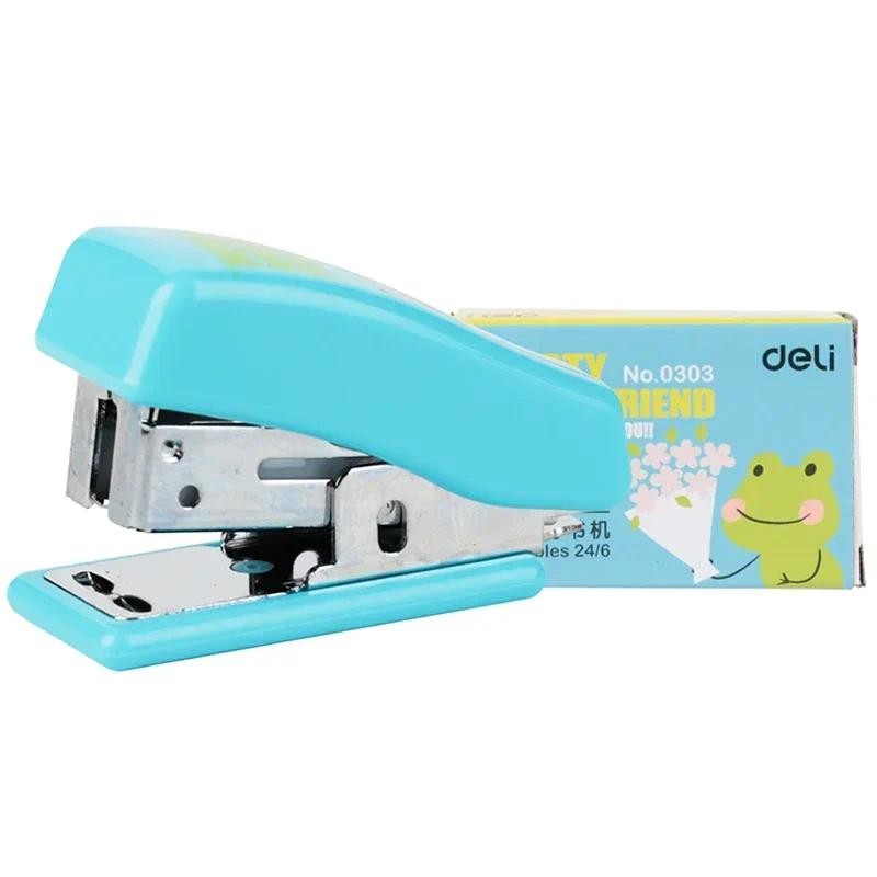 

Random Cartoon Stapler Solid Office Stationery Cute Mini Stapler Student Use Small Portable Plastic Staples Stapleless Stapler