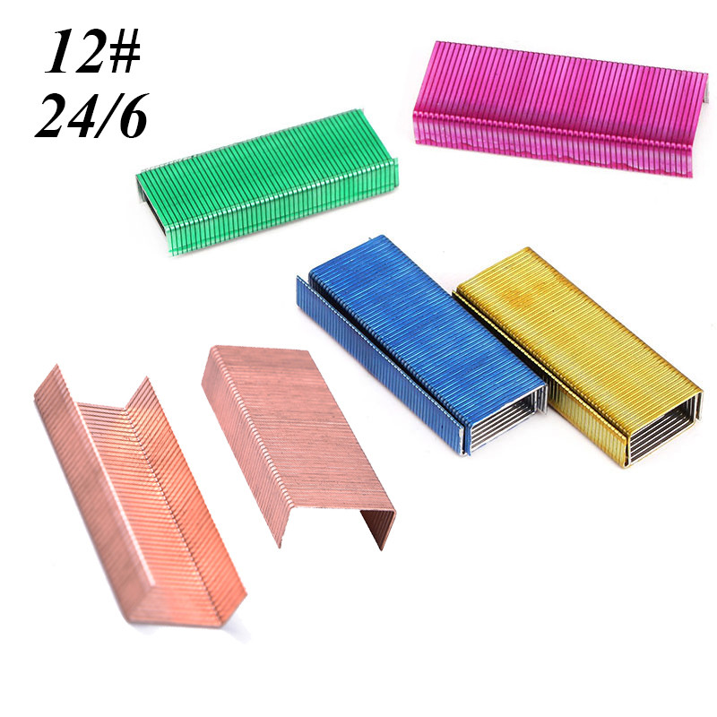 

Colorful Stapler Book Staples Stitching Needle Rose Gold Staples 1.2 cm 12# 24/6 Book Staples Office Supplies