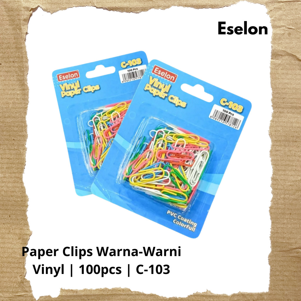 

Vinyl Paper Clips Eselon Warna-Warni 100pcs | C-103