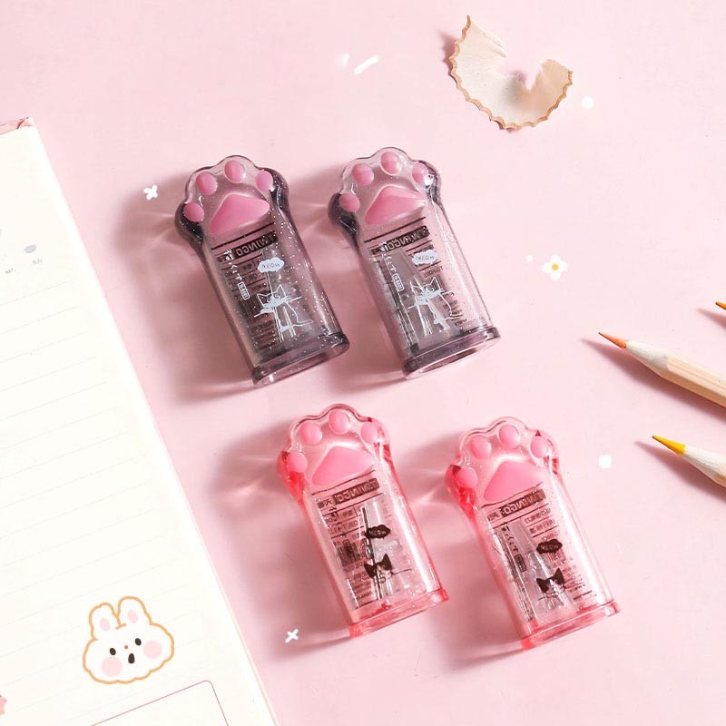 

24pcs/lot Transparent Cat Paw Pencil Sharpener Kawaii Hand Mechanical Cutter Knife Stationery Gift School Supplies
