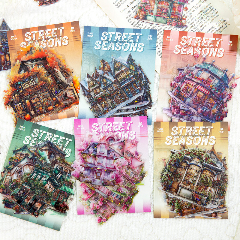 

JIANQI 10 pcs Vintage House Stickers Aesthetic Decorative Scrapbooking Diary Album hand made junk journal supplies