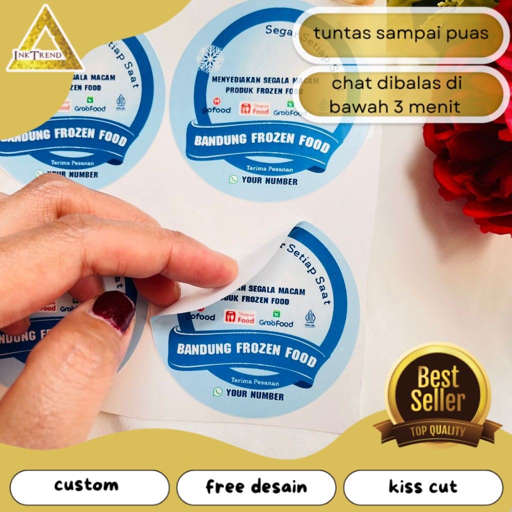 

INKA 9-15 Sticker Label Kemasan Vinyl Stiker Makanan Anti Air Beku Frozen Food Free Desain Logo