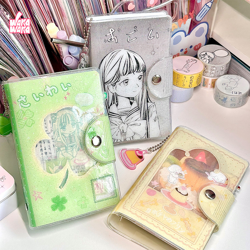 

WAKAWAKA A7 Binder Loose-Leaf Notebook PVC Removable Sticker Storage Book Pudding Pocket Notebook Portable