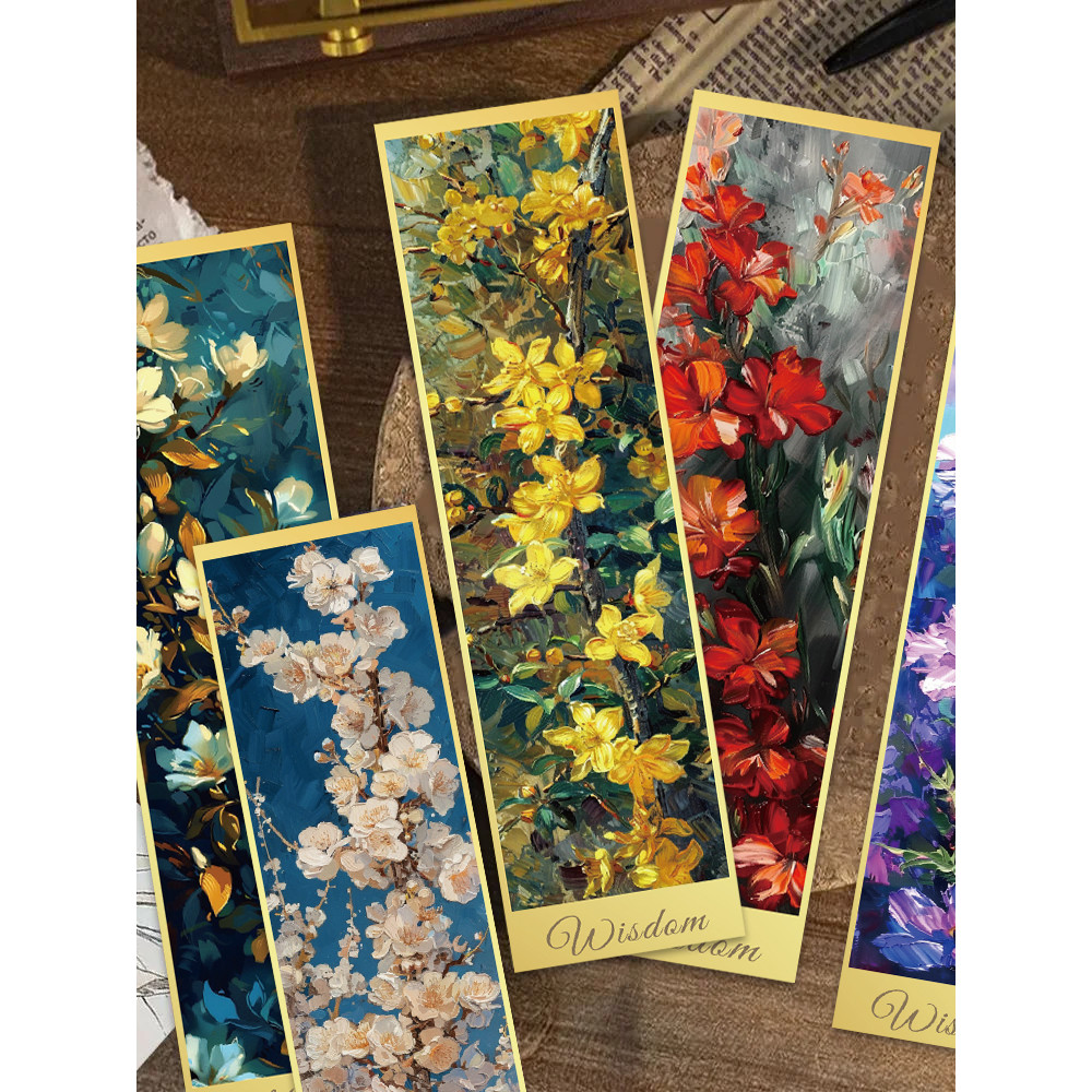 

30pcs Vintage flower painting bookmarks Reading pages Annotated book marks students create gift paper cards with classical texts
