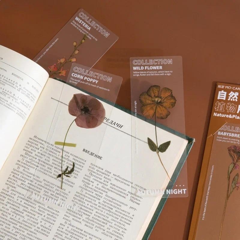 

5Pcs Flower Series Bookmarks for Books PVC Book Mark Page Marker Cute Stationery Student School Supplies