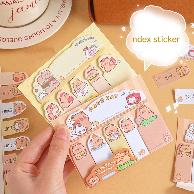

90sheets Capybara Index Sticker Offices Accessories Material Paper Kawaii Sticky Notes Notepad Korean Stationery Student Planner