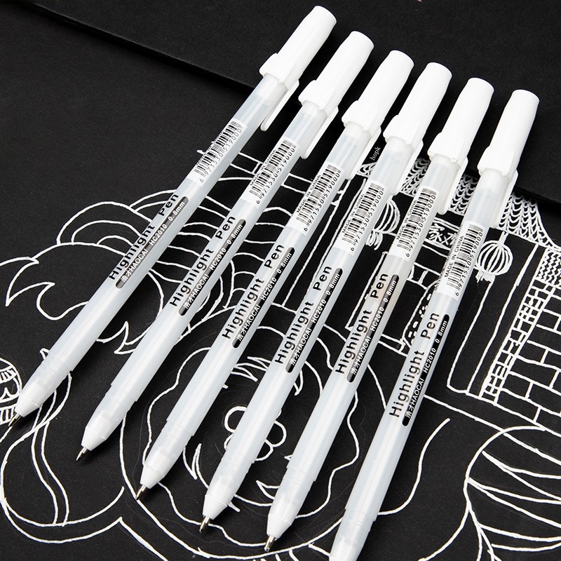 

3 Pcs Creative White Ink Gel Pen Highlight Marker Pen 0.8mm Fine Tip for Student Stationery Drawing Art Writing School Supplies
