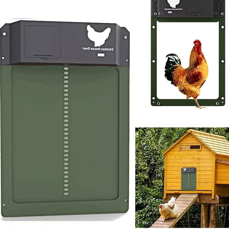 

Automatic Chicken Coop Door Chicken Automatic Door Light Sensing Auto Chicken Door Opener Chickens Supplies Battery Powered