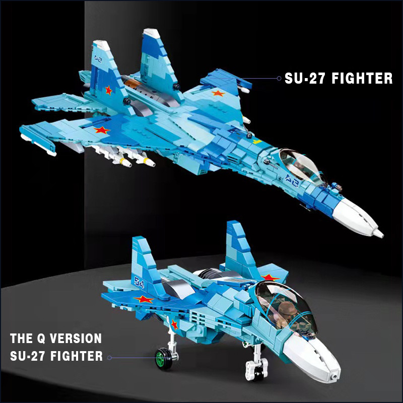 Sluban Military Air Force Weapon Sukhoi Su-27 Su-57 Flanker Fighter Building Blocks Kit Bricks WW2 C