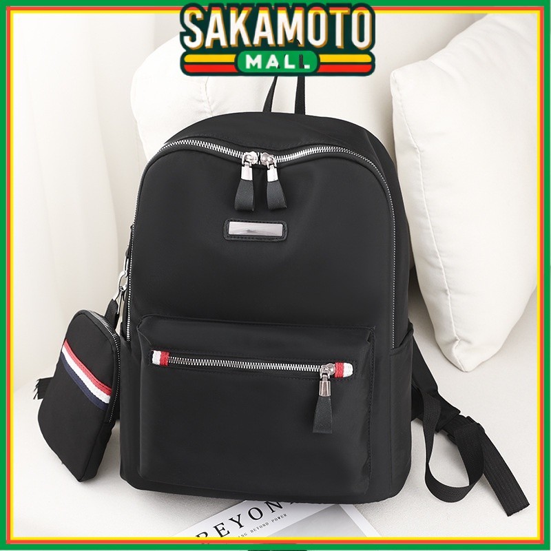 TAS RANSEL WANITA KOREA BONUS POUCH ANTI AIR HITAM HANAGA TA705B5 BACKPACK CEWEK BESAR PREMIUM GENDO