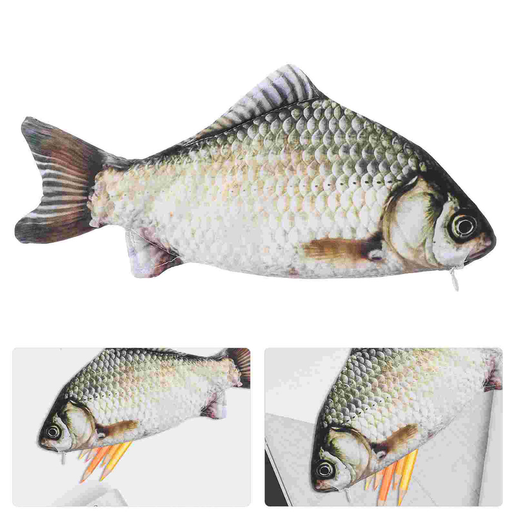 

Simulated Fish Pen Bag Container Pencil Pouches Large Capacity Funny Case Quilting Shaped