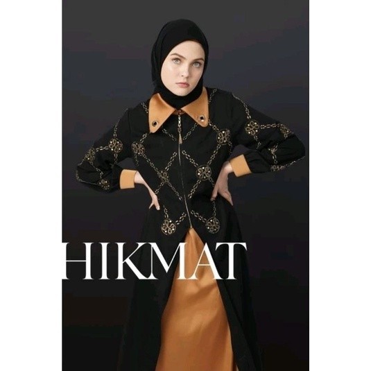 ABAYA HIKMAT A3833 ORIGINAL GAMIS TERBARU ELEGAN MEWAH BAJU MUSLIMAH - Black, S